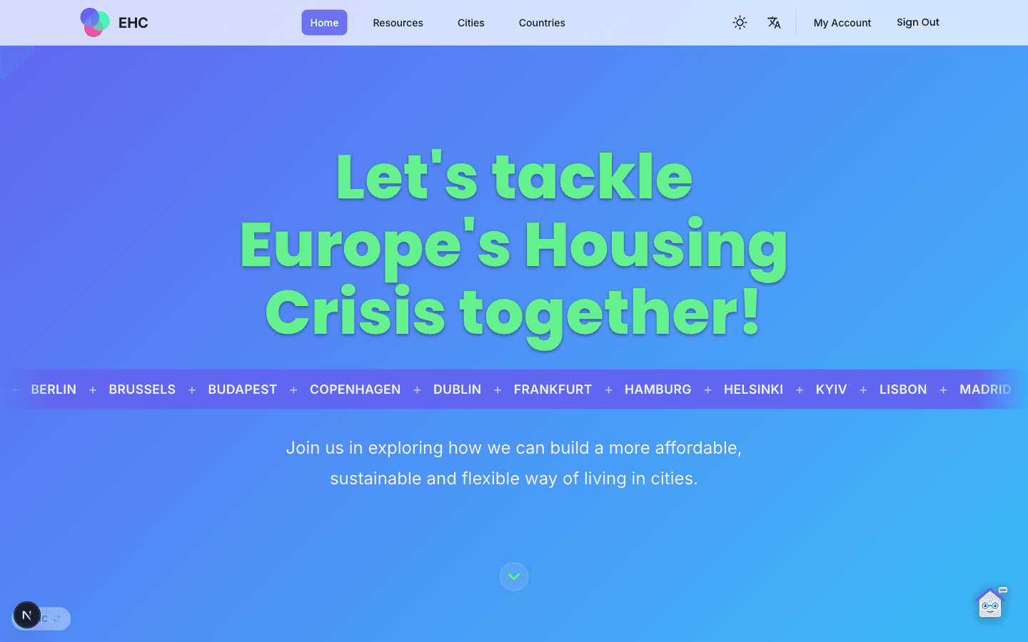 European Housing Coop homepage screenshot